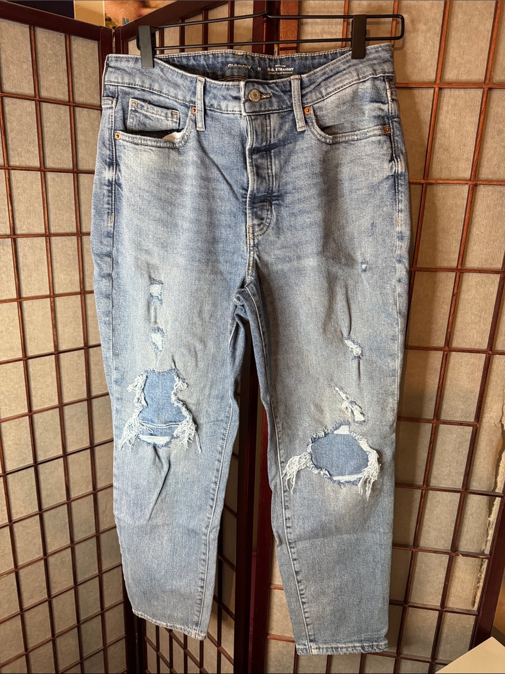 Old Navy Light Blue Distressed Boyfriend Jeans